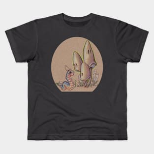 Caterpillar meets the Mushrooms in the Gatherer's Woods Kids T-Shirt